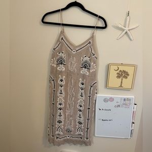 Anthropology midi embroidered size small dress